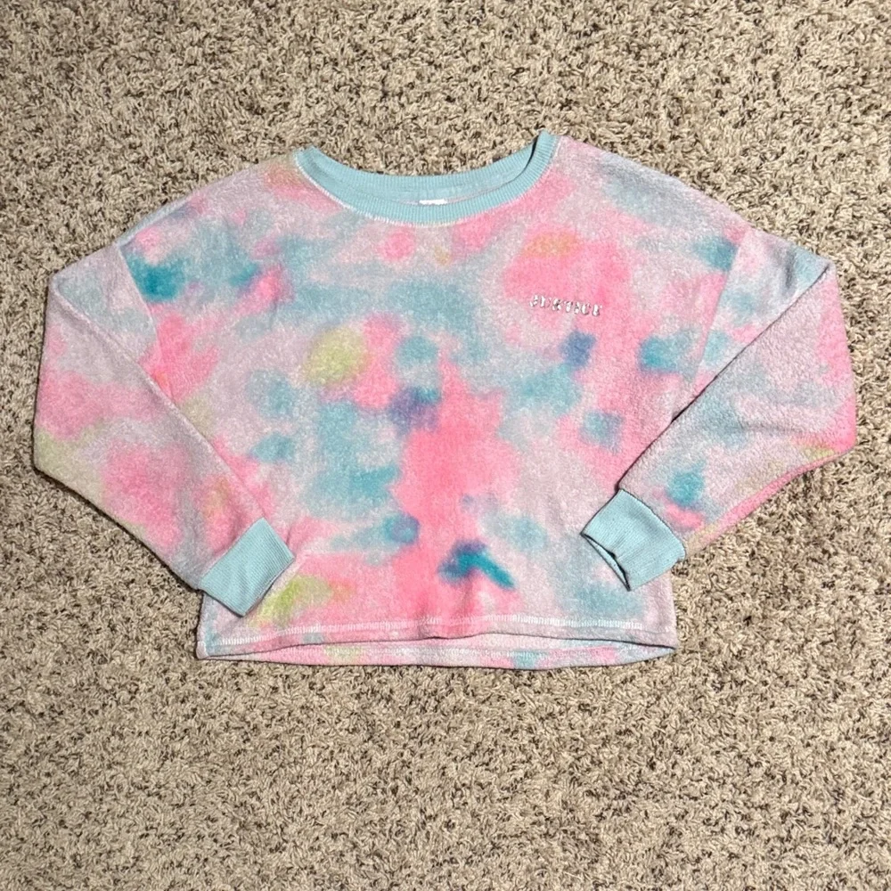 Justice girls size large (12/14) fuzzy bright multicolored sweatshirt
